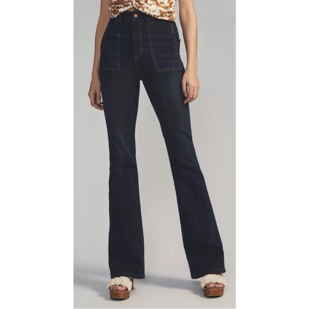 Pilcro The Icon Flare Ultra High-Rise Jeans Denim Dark Wash Size 28 Boho Casual